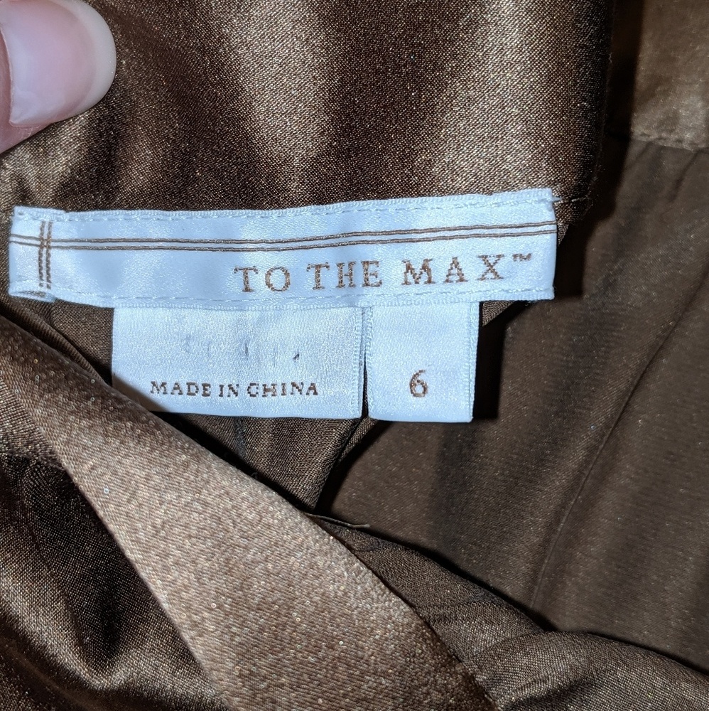 TO THE MAX! *RARE* SILK TIERED BROWN MAXI SKIRT - Picture 7 of 8